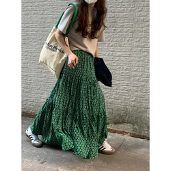 2023 Spring and Summer New Elastic High Waist Crimp Large Swing Dress Slimming skirt A- line