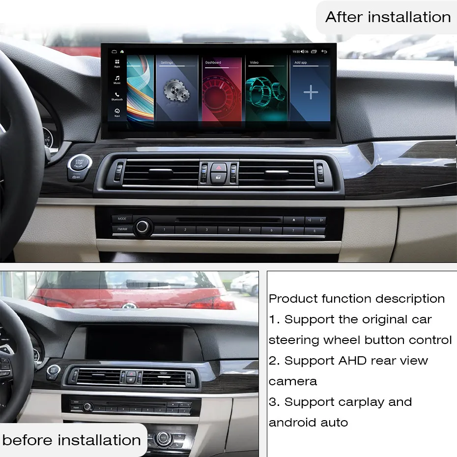 COHO لسيارات BMW 5 Series F10 carplay أندرويد 14 15.8 بوصة 19208720 شاشة QLED 8Core 8 + 128G مشغل وسائط متعددة للسيارة راديو ستيريو