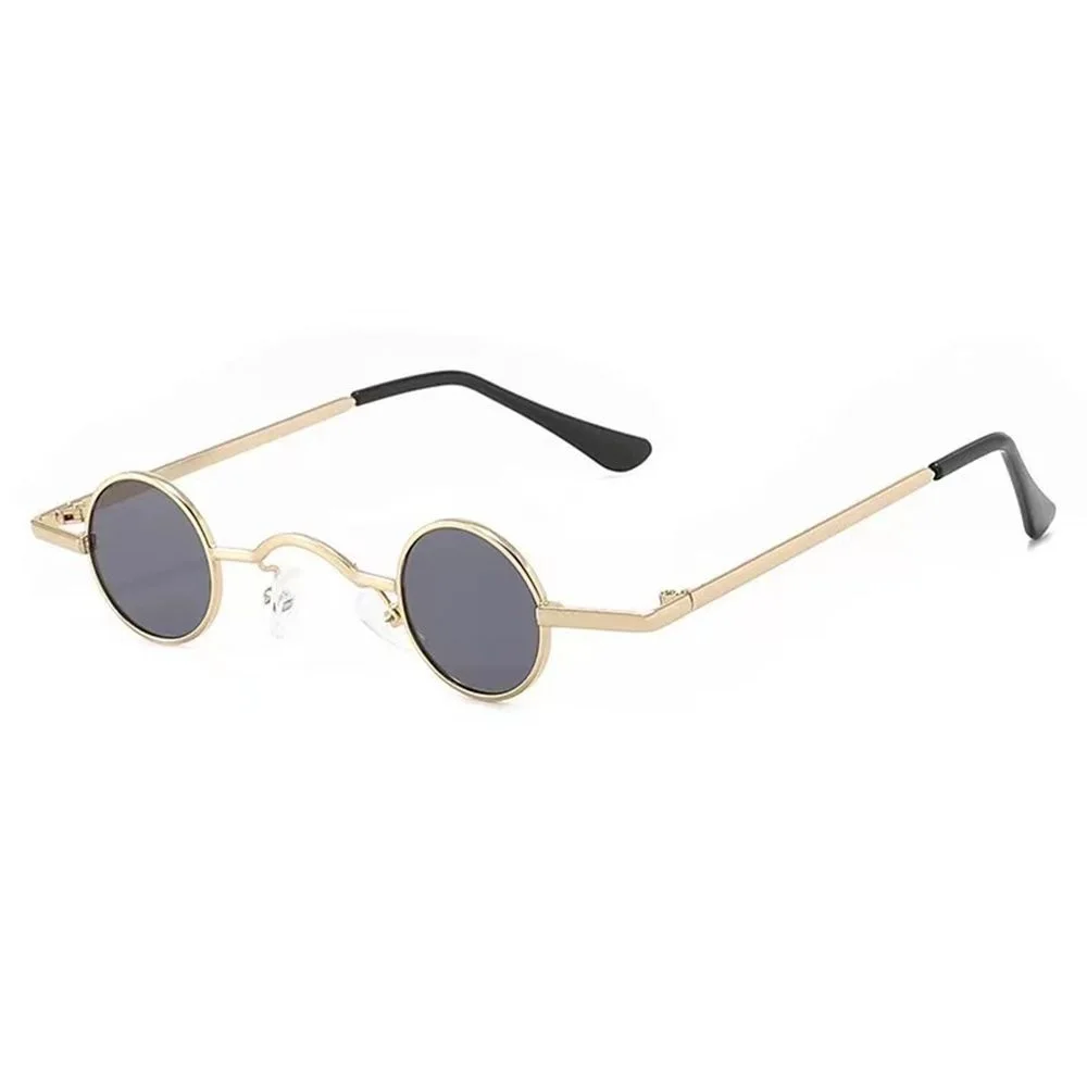 AliExpress NONE Vintage Rock Punk Man Sunglasses Classic Small Round Sunglasses Women Wide Bridge Metal Frame Black lens Eyewear Driving Glasse