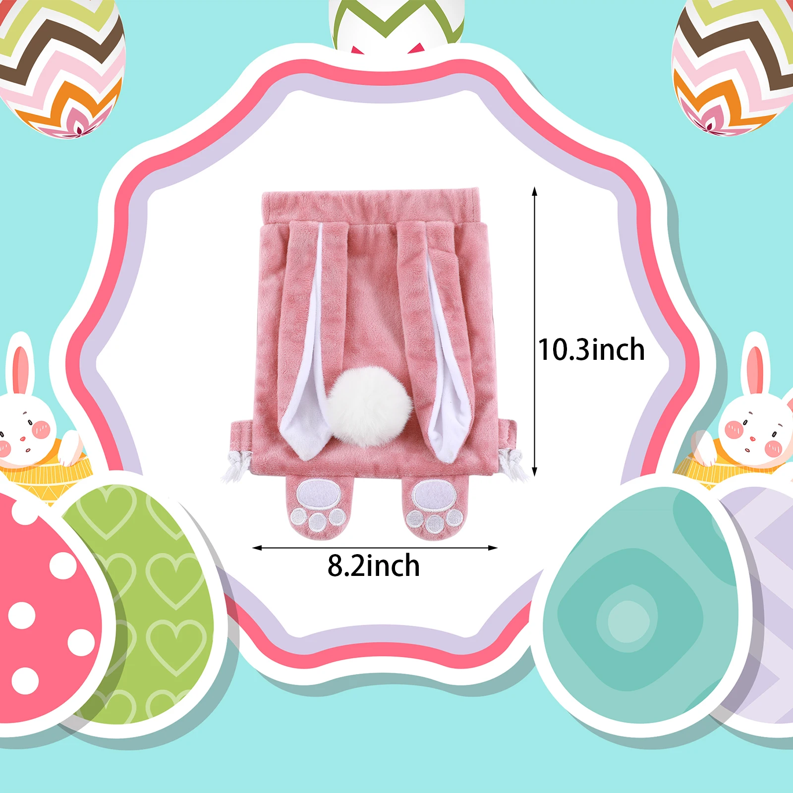 Bunny Drawstring Backpack Easter Basket Stuffers For Toddlers Baby Girl School Gift Super Soft Cute Cloth Sack Childcare Bag