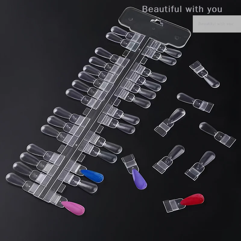 36 個ナチュラル/クリアカラーカードリムーバブルネイルアートディスプレイ偽ネイルチップラックティアドロップデザインマニキュアジェルポリッシュ練習ツール