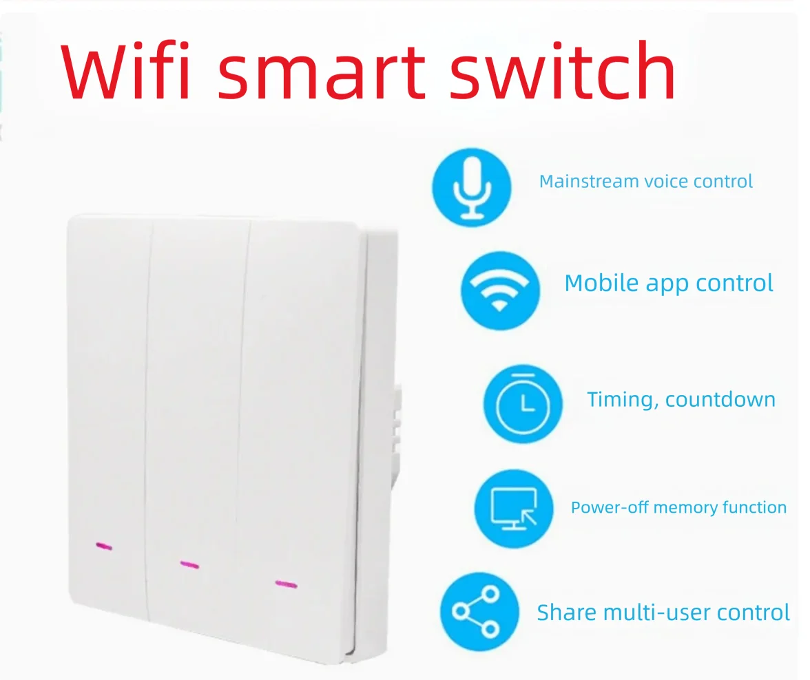 86-type Key WiFi Smart Switch Single-pole Version / Neutral-pole Version Wall Switch Tuya Solution