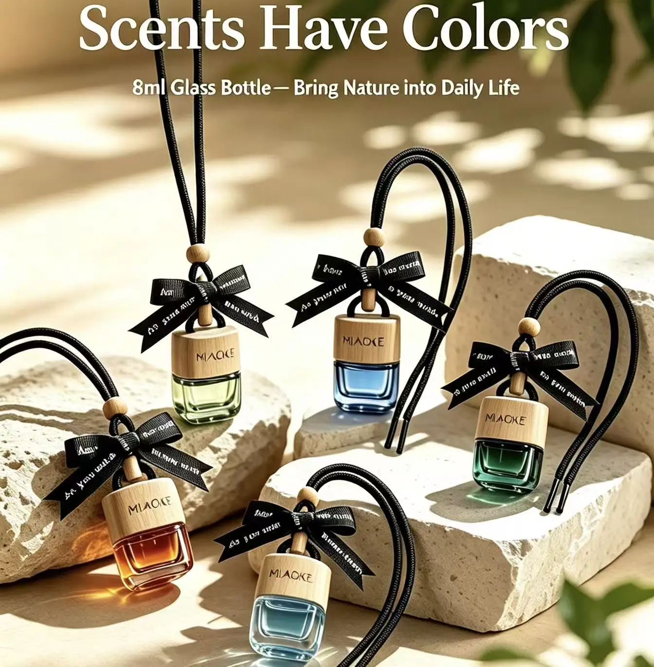 8ML Colored Car Hanging Air Freshener Empty Car-styling Essential Oils Fragrance Glass Bottle Perfume Rearview Mirror Ornament