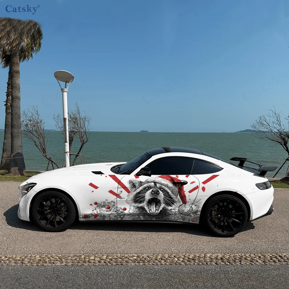 

Виниловые наклейки для автомобиля с изображением енота, самоклеящаяся наклейка из ПВХ, подходит для грузовиков, внедорожников, украшения, автоаксессуары, подарок