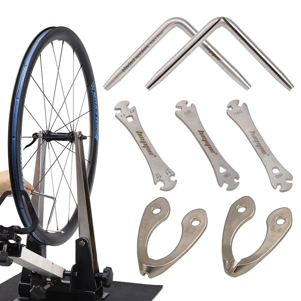 AliExpress heppe HEPPE Bike Spoke Tension Adjustment Tool Stainless Steel Spoke Nipple Wrench Bladed Spoke Holder Bike Wheel Spoke Weaving Tool