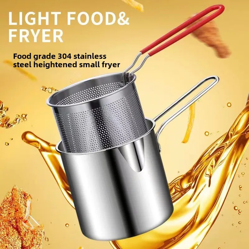 

304 stainless steel frying pan,household small string pot with filter,induction cooker,mini fuel-efficient multifunctional pot