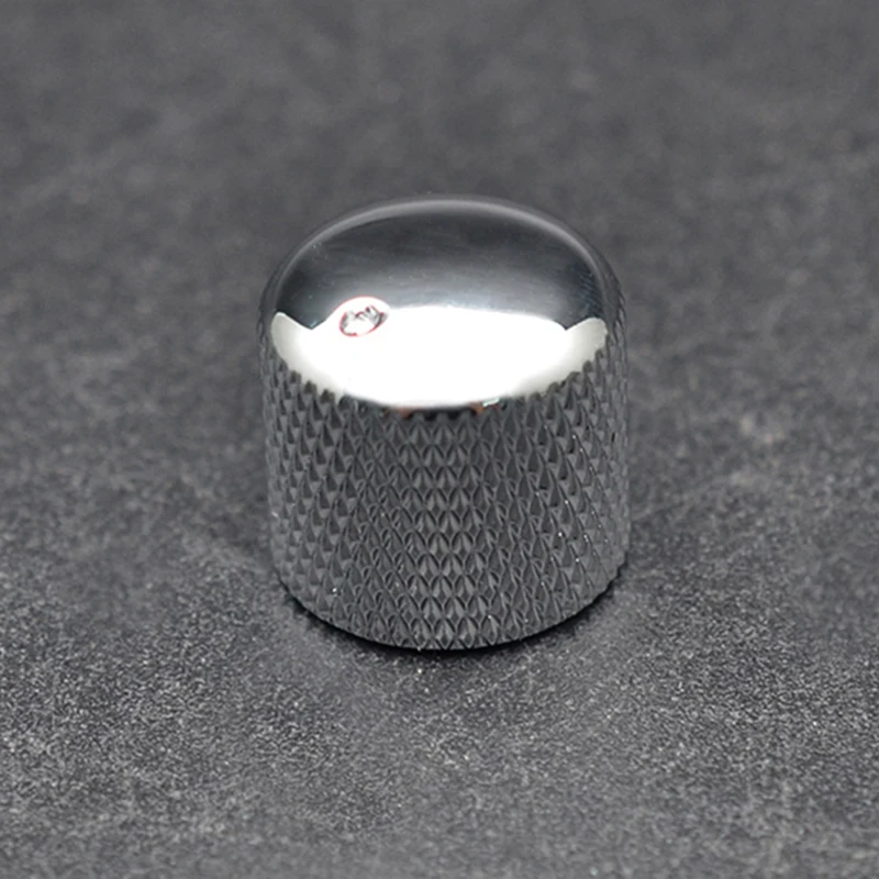 2Pcs Metal Knurled Barrel Dome Volume Tone Control Knobs for Electric Bass Guitar Pot knobs Chrome with Locating Point