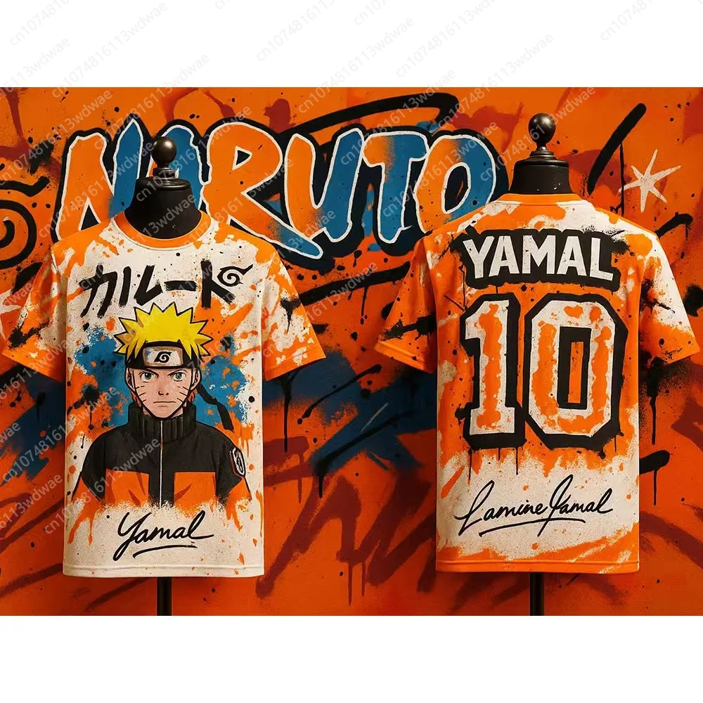 

Naruto Uzumaki graffiti short-sleeved T Naruto Anime Print T-shirt Yamal 10 Football Japanese street style Lamine Yamal Tee