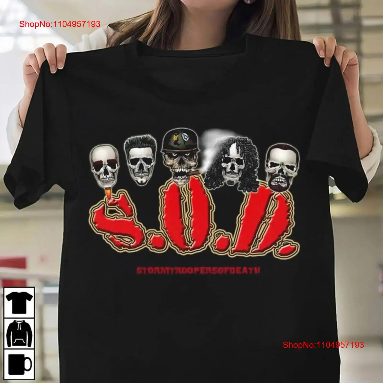 

NEW S O D Band STORMTROOPERS OF DEATH Black All Size 5Xl T Shirt CG2439 vintage Washed Top For Everyday Wear Soft Unisex homme