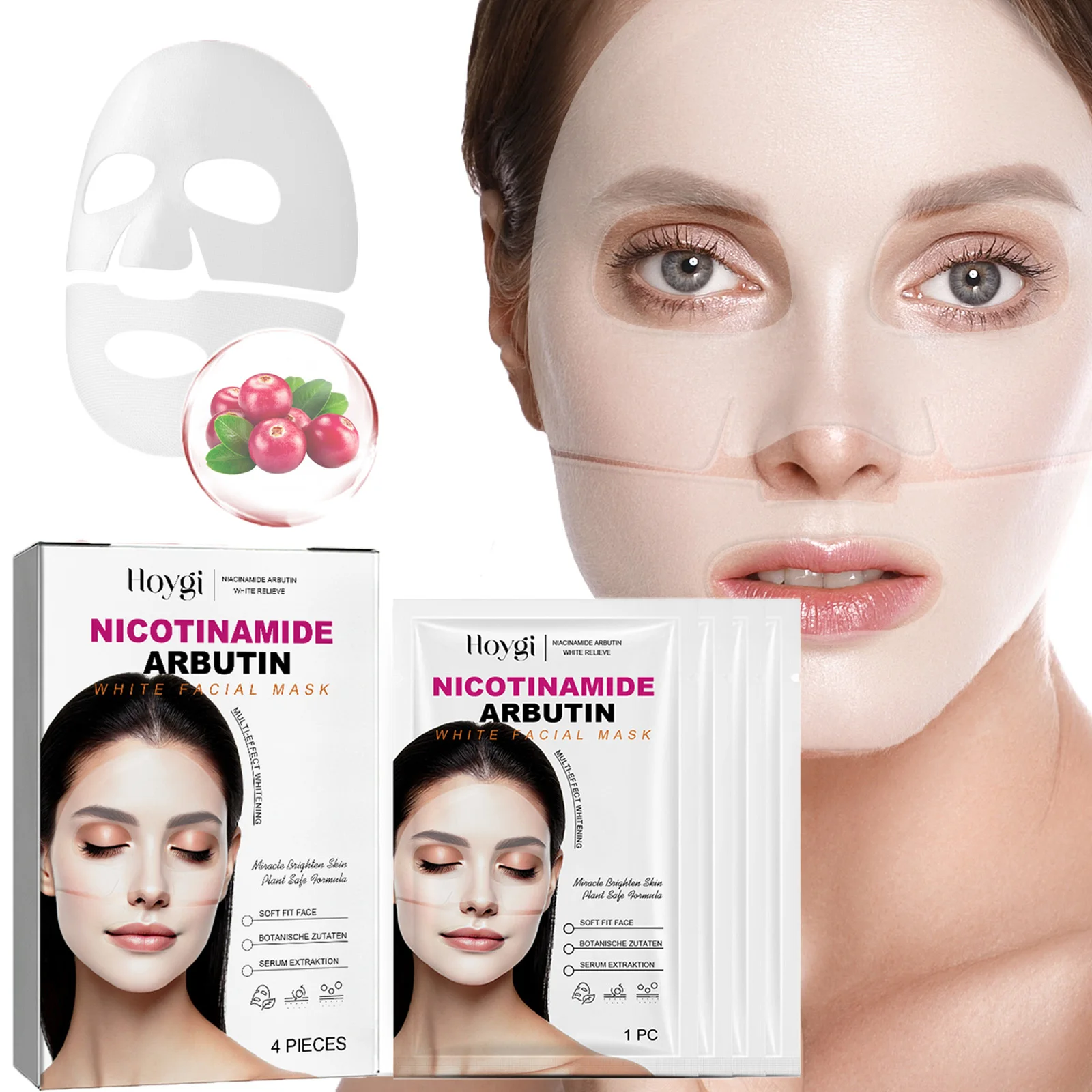 Mascarilla hidratante de niacinamida y arbutina, hidratante profunda, reduce los poros, reafirmante, refrescante, iluminador, mascarilla Facial para una piel brillante