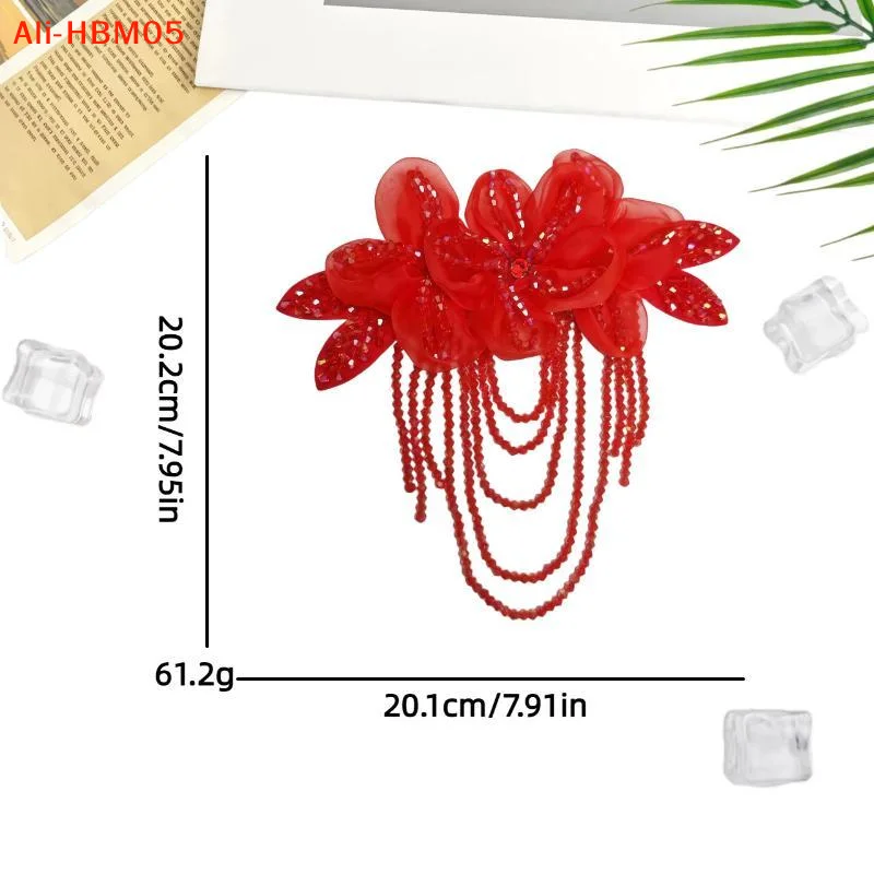 (HB05)1Pc Beaded Decoration Flower Patch Detachable Tassel DIY Sewing Decal Crystal Chiffon Stage Clothing Shoulder Strap