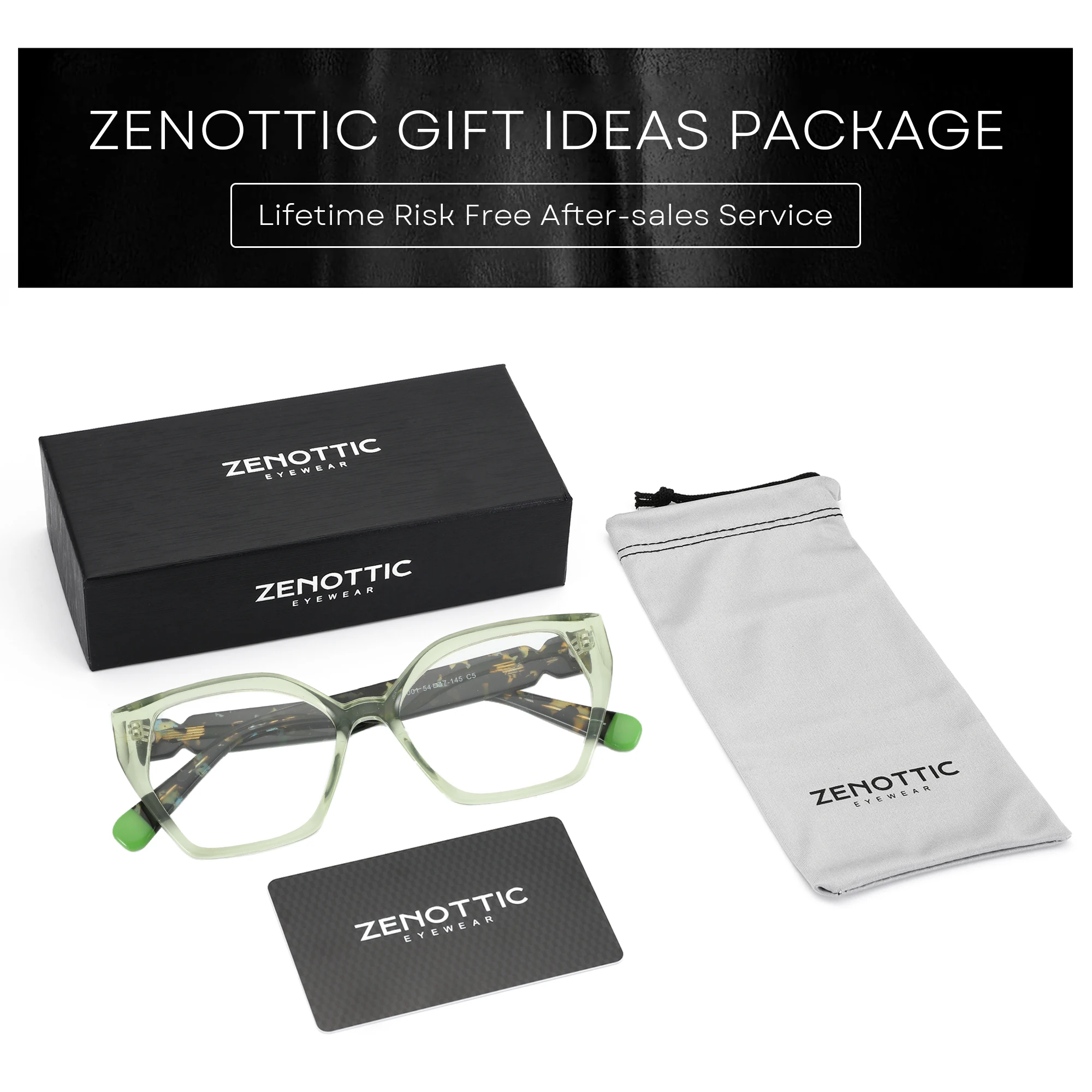 ZENOTTIC New Trend Colourful Acetate Optical Glasses Frame Woman Eyewear Non-Prescription Ladies  Polygon Eyeglasses RD25001