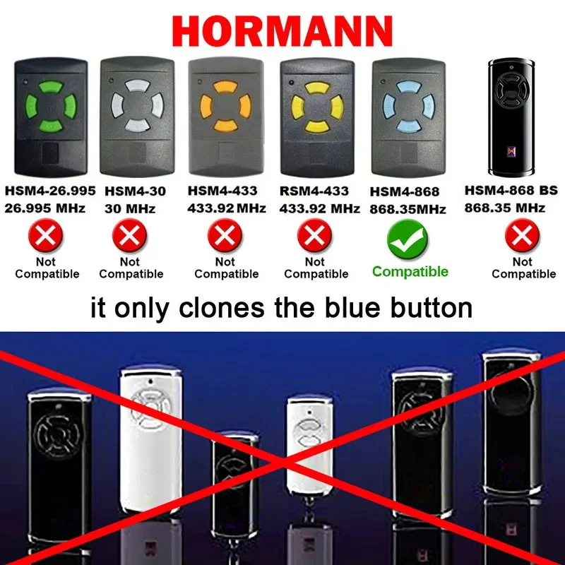 2uds HORMANN 868MHz Control remoto de la puerta HORMANN HSM4 HSM2 HS4 HS2 HS1 HSE2 HSE4 HSZ1 HSZ2 HSP4 HSD2 Control remoto para puerta de garaje