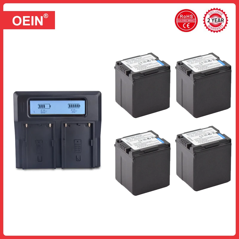 4Pcs VW-VBG260 VW VBG260 VW-VBG130 VW VBG130 Rechargeable Battery + Fast LCD Dual Charger for Panasonic HS250 SDR-SD7 HDC-MDH1