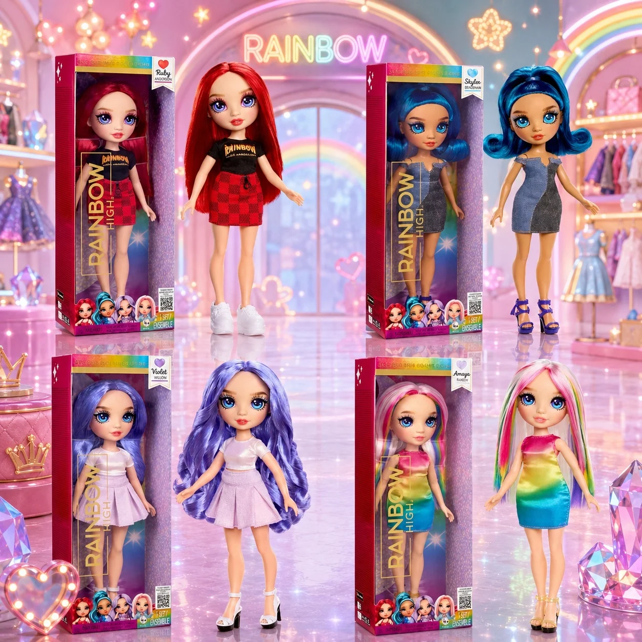 

4 Pcs Rainbow Doll Classic 3 Budget Sets Doll Ruby Dolls Amaya Model Girls Gift