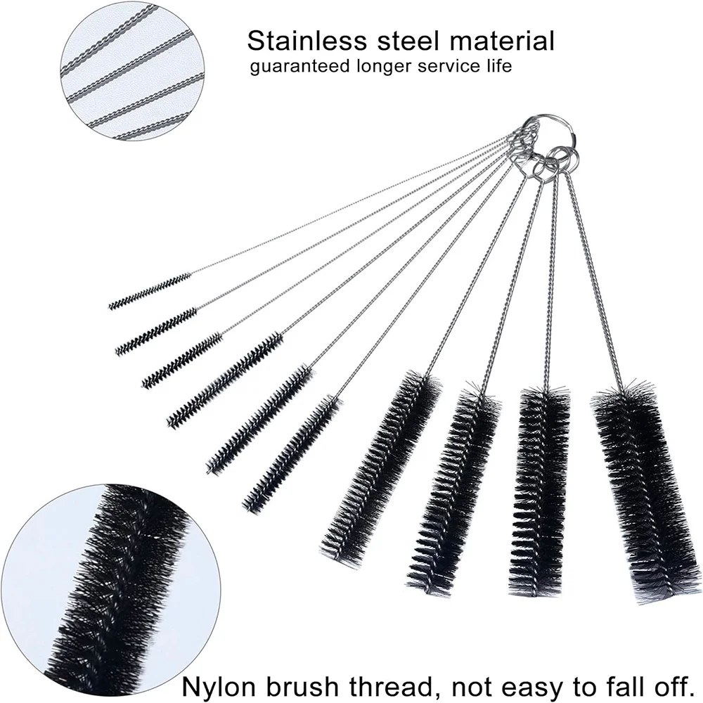 10PCS Cleaning Brush Set Multifunctional Detail Nylon Brushes for Straw/Lab Tube/Sippy Cup/Pipe/Keyboard/Spray Gun/Tool Cleaning