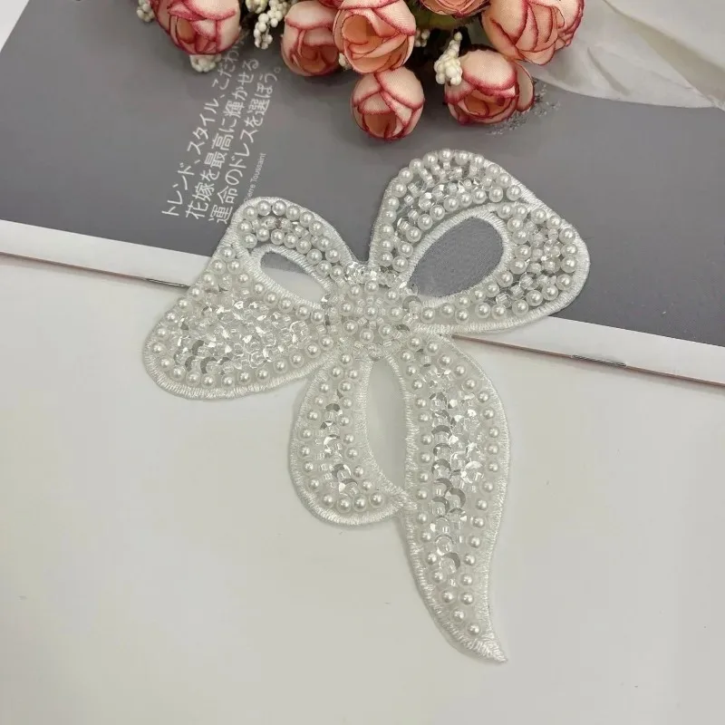 

New Exquisite Bow Tie, Pearl Embroidery Fabric, Handmade DIY Clothing, Wedding Dress,Children's Clothing, Decorative Accessories