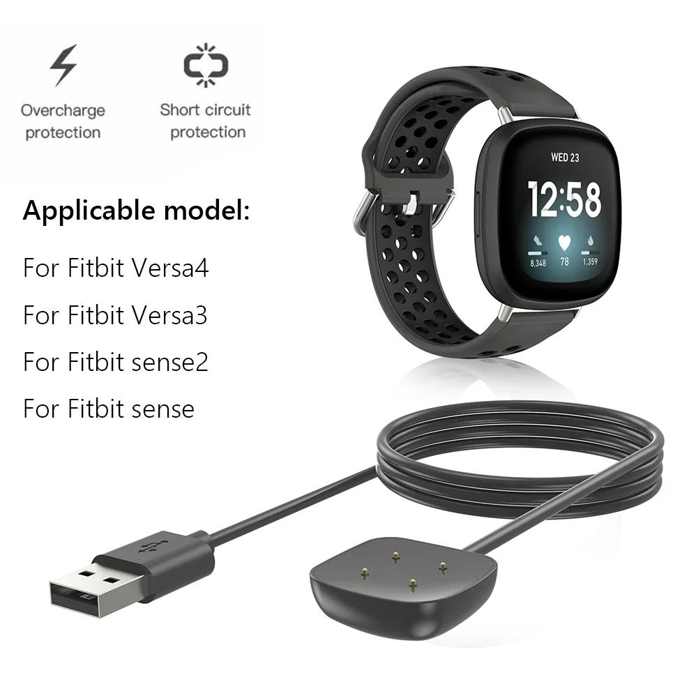 USB Charging Cable For Fitbit Versa 3 / 4 Smart Watch Replacement Charger Adapter For Fitbit Sense 2 Accessories