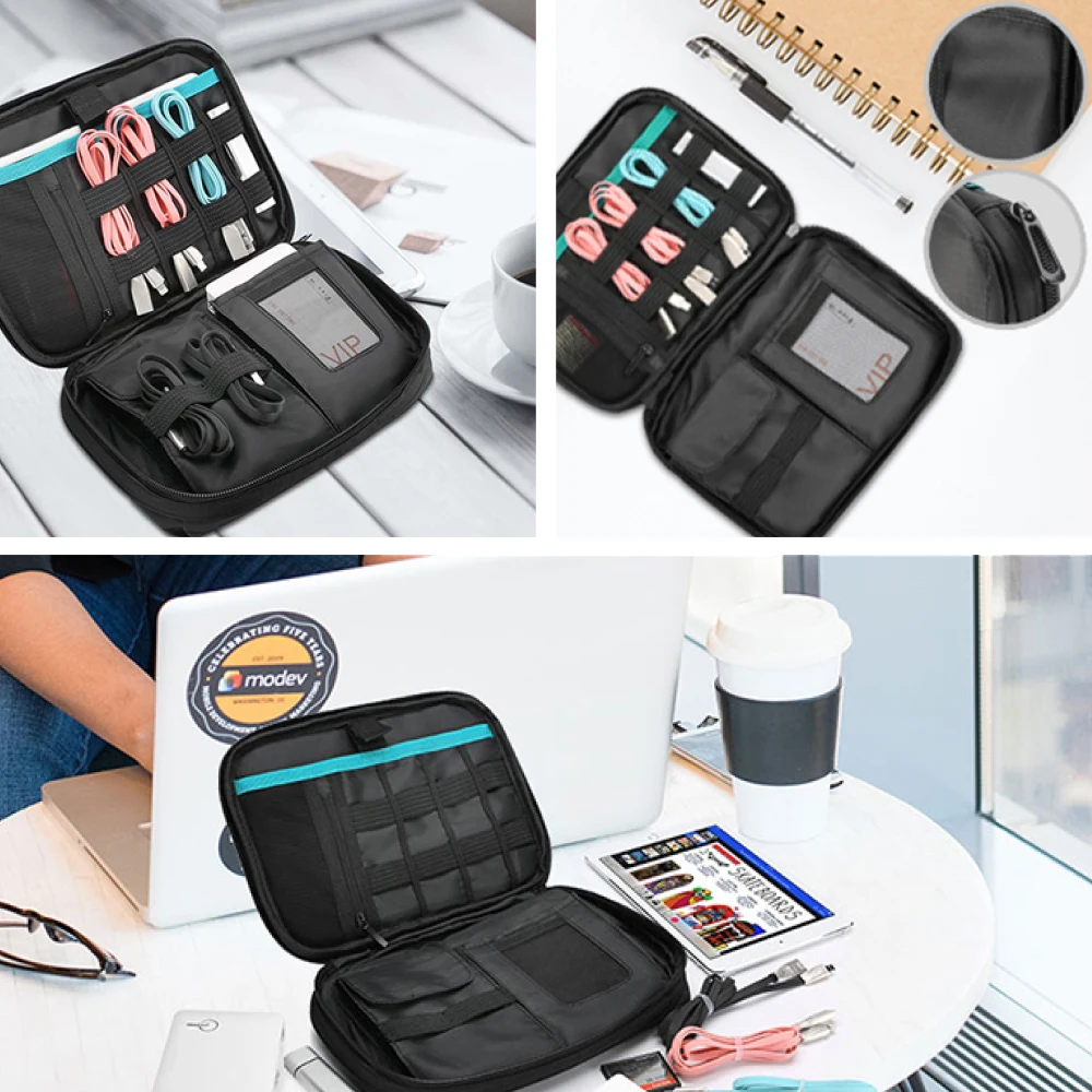 Travel Cable Organizer Bag, Electronics Accessories Case, Portable Storage Pouch for Charger,USB Cables, Power Adapter, SD Cards