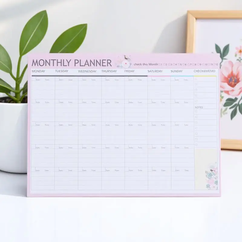 

20 Sheets Monthly Planner Calendar Schedule Organizer Agenda Notebook Pink Green Mixed Year Round Planning Task Schedule To-Do