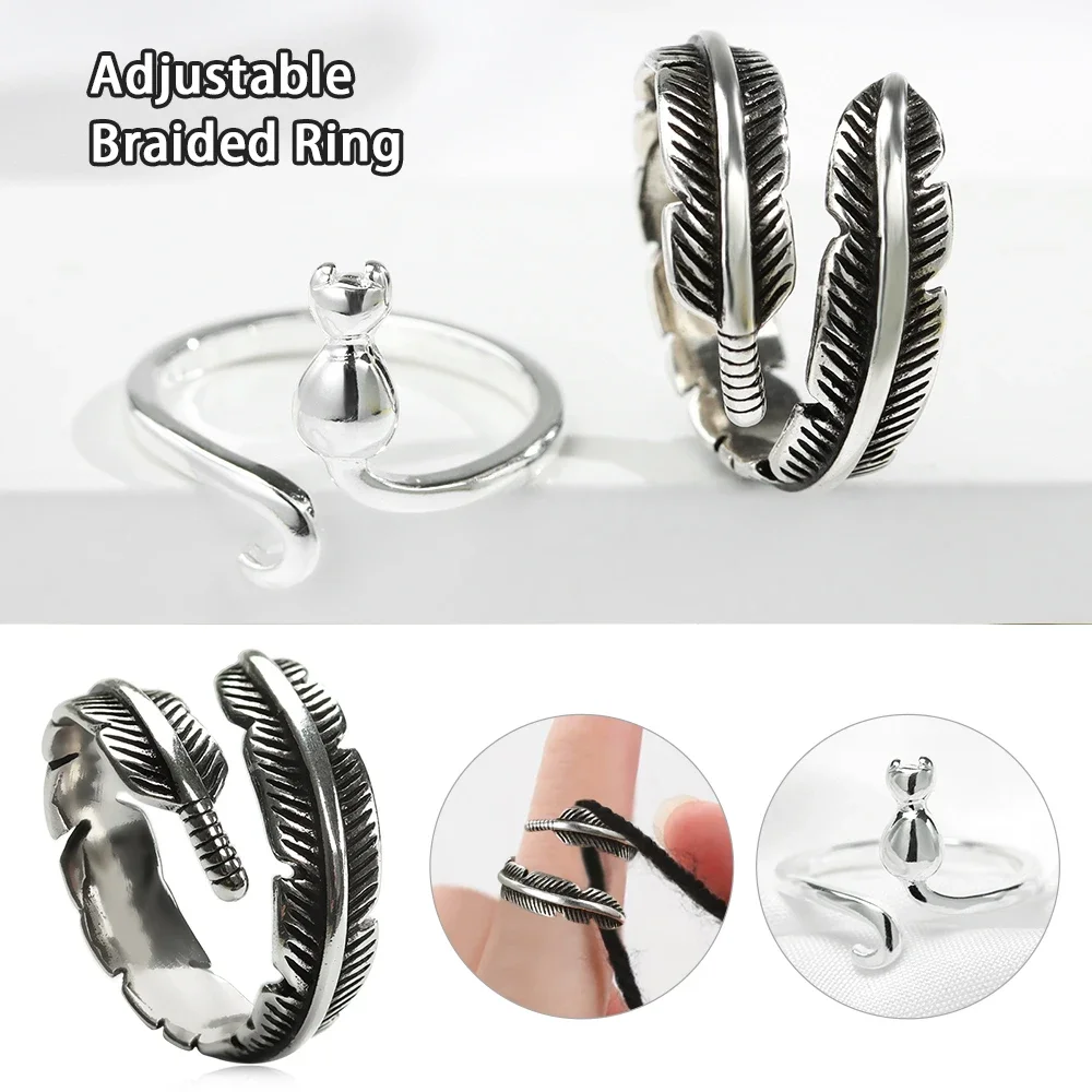 Open Finger Wear Thimble Jewelry Knitting Loop Knitted Ring Sewing Hook Crochet Loop