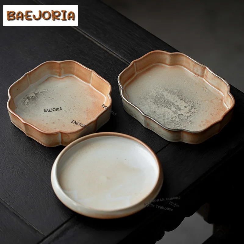 BAEJORIA Ink Wood-fired Porcelain Pot Bearing Holder Creative Gaiwan Tray Water Storage Dry Brew Table Tea Tray Household Teaset