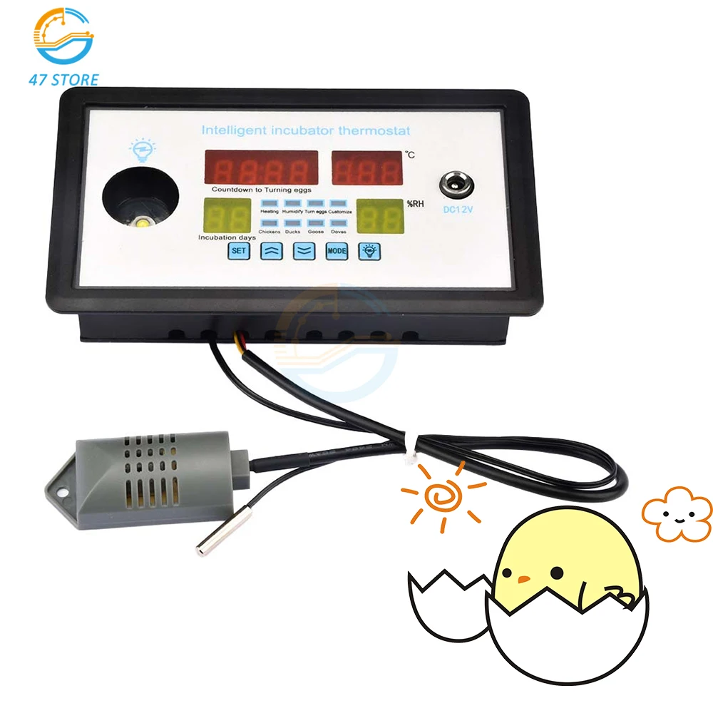 W9005 Egg Controller Incubator, Multifunction Automatic Temperature Humidity Control AC110-220V / DC 12V Thermostat Incubation