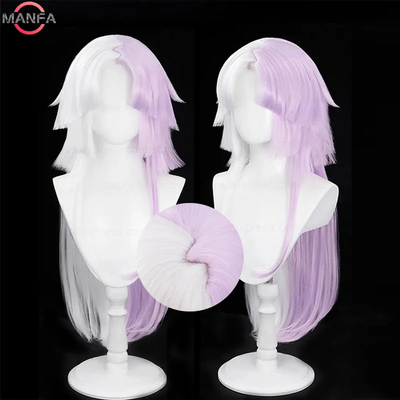 

Sigma Косплей Парик Длинный Фиолетовый Белый Парик С Серьгами Термостойкие Синтетические Парики + Кепка Для Парика