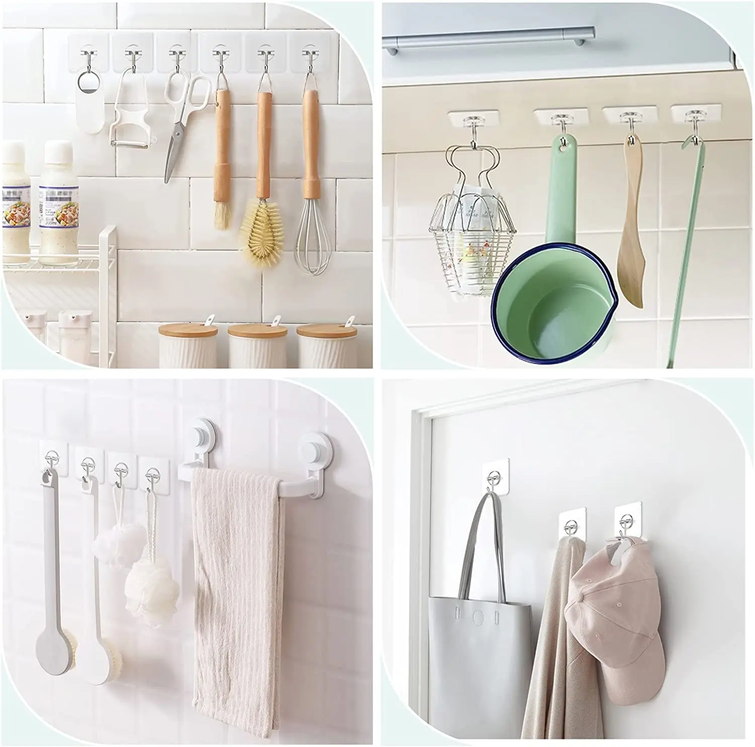 Transparent Steel Strong Adhesive Hooks Storage Hanger for Kitchen Bathroom Door Wall Sticky Hanging Hook Plug Socket Holder