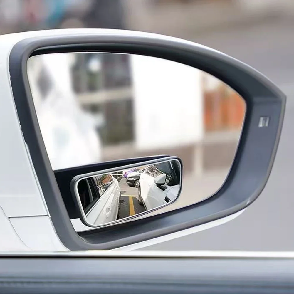 2 Stück Auto-Weitwinkel-Totwinkelspiegel 360 Grad Verstellbarer Konvexer Klarer Rückspiegel Zusatzspiegel Quadratischer Rahmen Fahrsicherheit