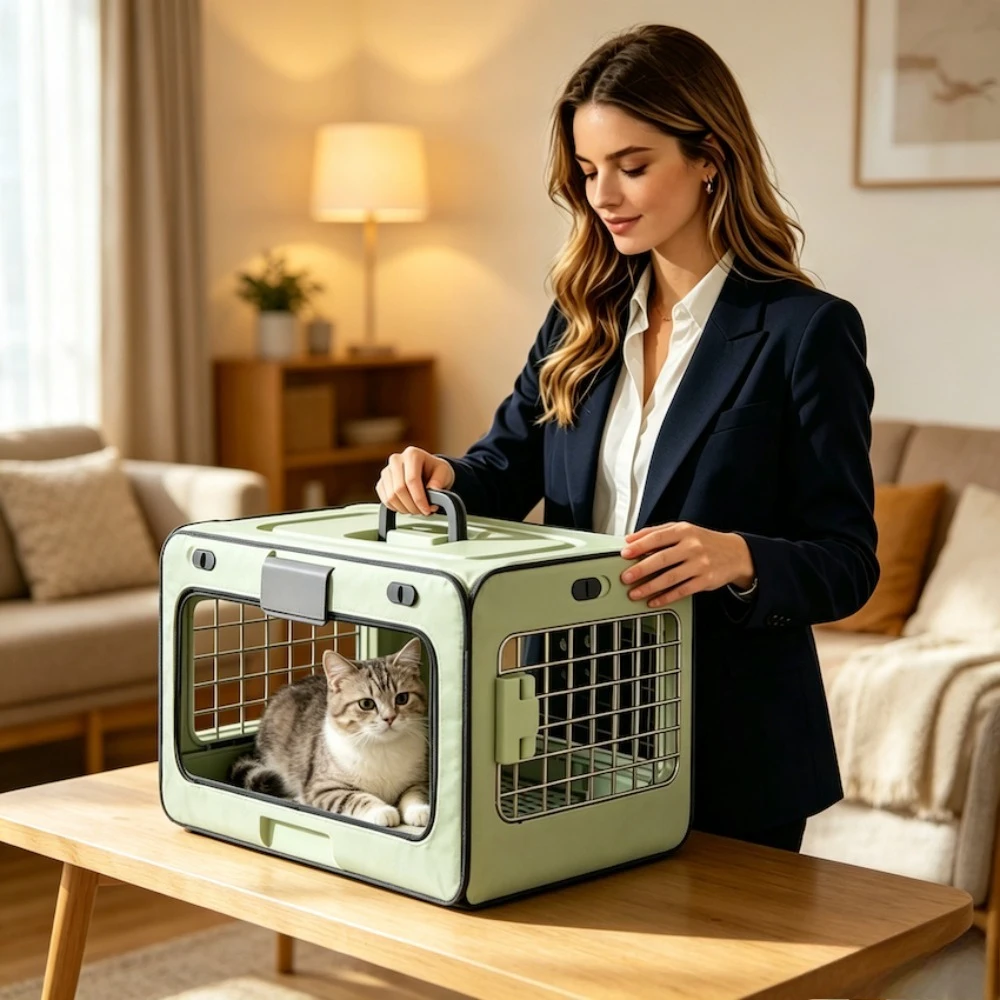 Travel Accessories Dropshipping - Drop-resistant Folding Puppy Crate Cat Travel