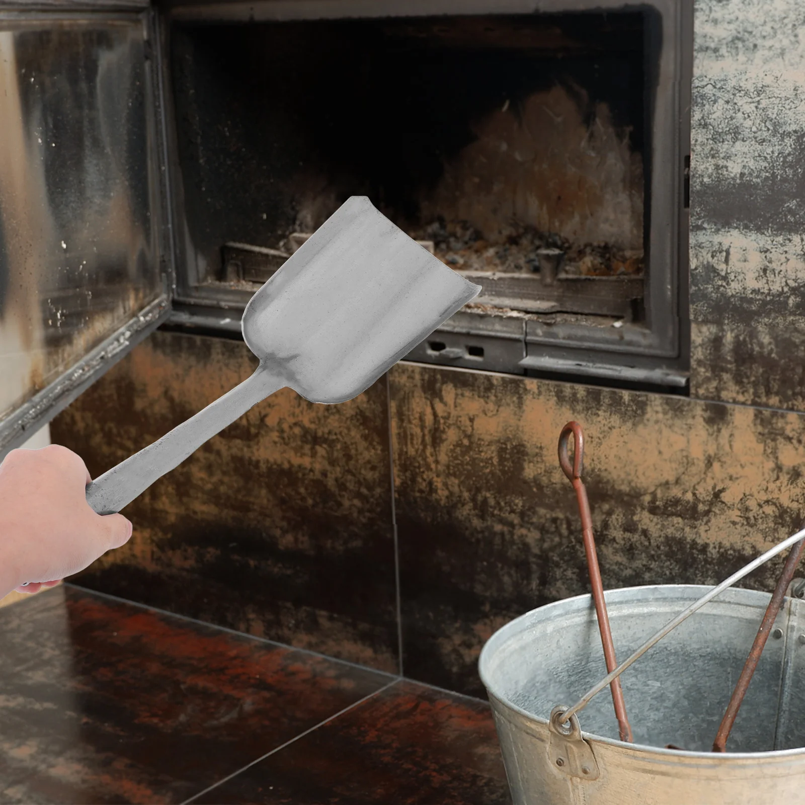 

Fireplace Heavy Duty Iron Replacement Head Long Coal Scoop For Wood Stove Grill Pizza Oven Ash Cleaning Fire Pit Tools Bbq