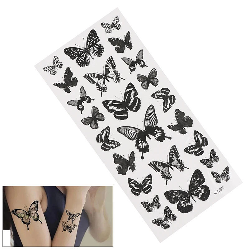 1 Sheet Waterproof Temporary Tattoo Sticker 3D Butterfly Fake Tattoo Leg Arm Art