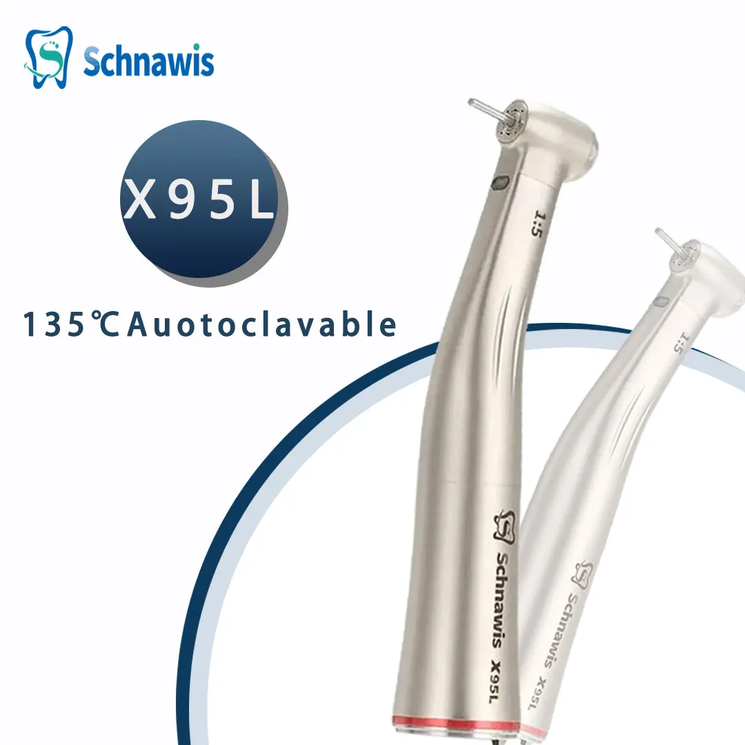 

X95L Dental Against Contra Angle 1:5 Increasing Speed Handpiece LED Fiber Optic Handpiece Inner Water Red Ring contraangulo