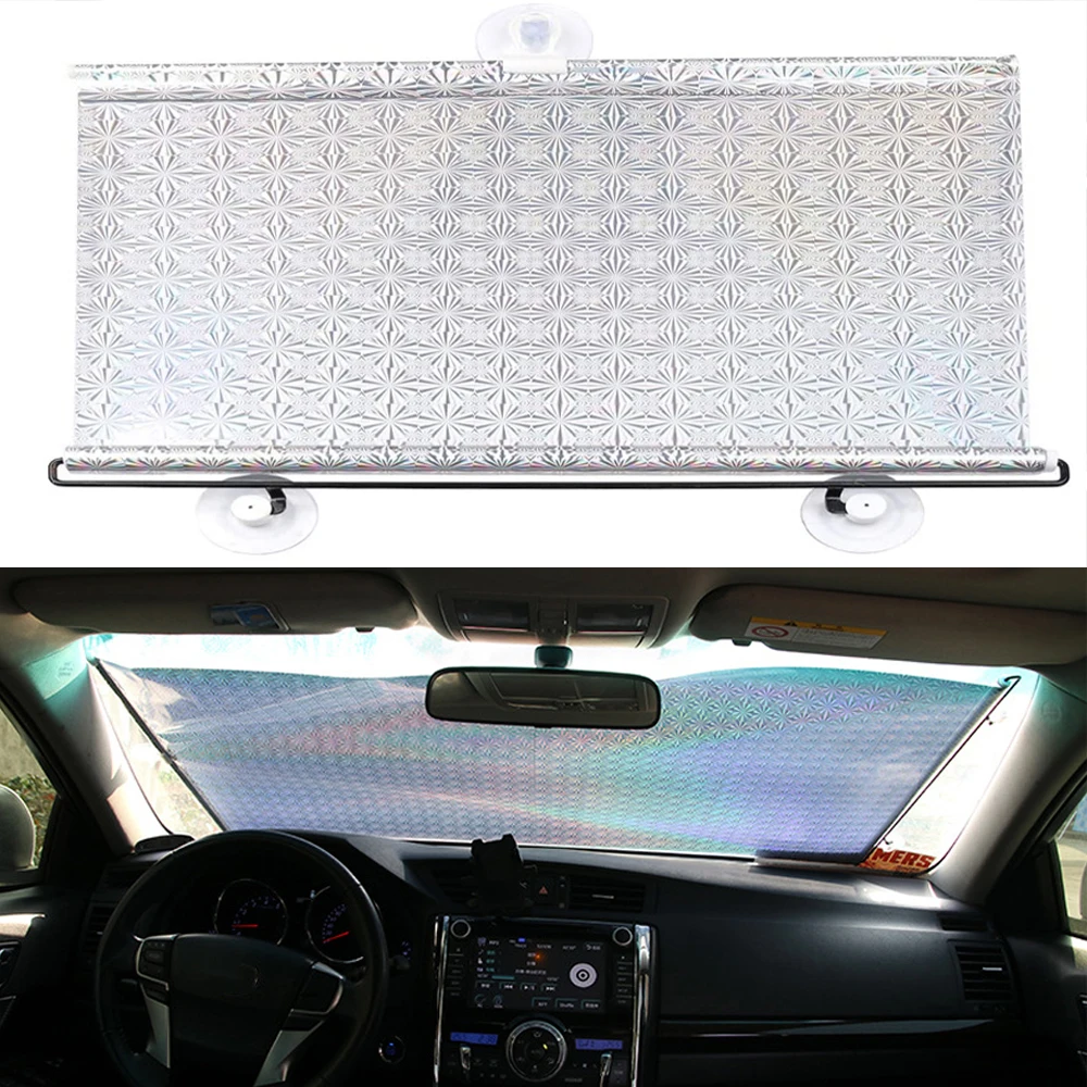 

Автомобильный выдвижной солнцезащитный козырек на лобовое стекло 50X125 см, универсальный солнцезащитный козырек, рулонные шторы на переднее окно, складной солнцезащитный козырек, чехол