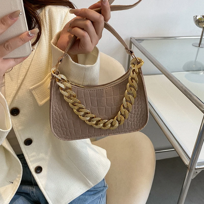 Luxury Handbags Summer Metal Chain Shoulder Bag Women Office Party Handbag Elegant Ladies All-match Fashion Underarm Bags