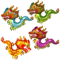 Large Dragon Balloons Chinese Loong Balloons Cute Loong Party Supplies 4 Color Red Blue Pink Green Dragon Birthday Decoration
