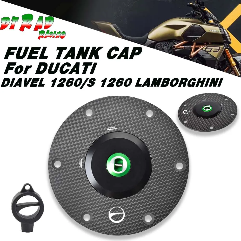 

New 2023 Carbon Fiber Anti-Theft Fuel Tank Cap Key Lock Safety Parts For DUCATI DIAVEL 1260/S/LAMBORGHINI Motorcycle Accessories