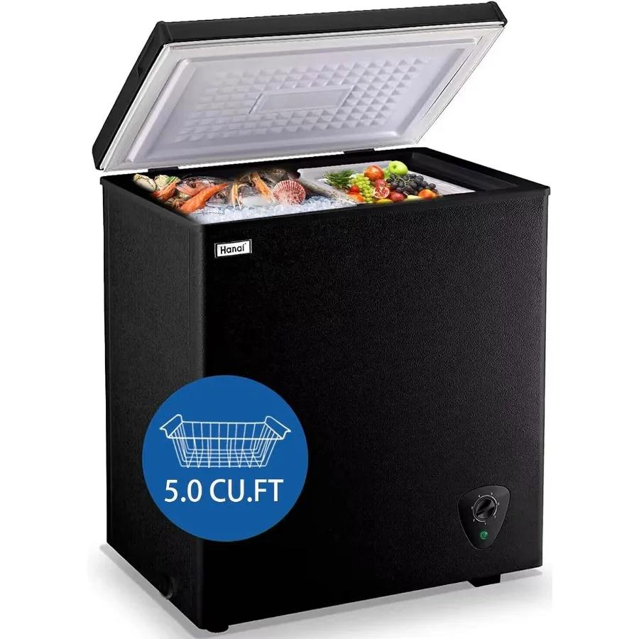 

5.0 Cubic Feet Deep Chest Freezer Compact Freezers with Adjustable Thermostat Top Open Door Freezer Compressor Cooling with Rem