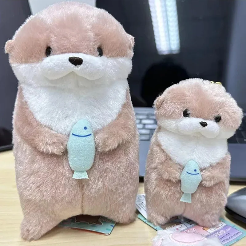 Diversão bonito peixe abraçando pequena lontra boneca de pelúcia pingente crianças casais presentes de aniversário do feriado quarto sofá decoração