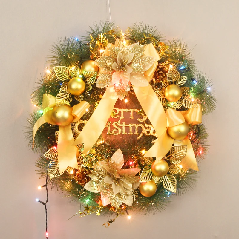 Creative 30cm illuminated wicker door decoration for Christmas