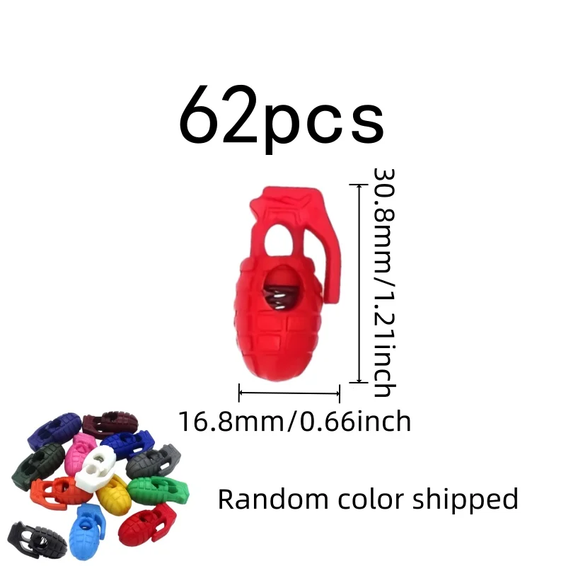 62 pcs Drawstring Lock Clips, Hoodie Cord Stops, Spring Toggle Mechanism, Random Color Assortment, Multipurpose