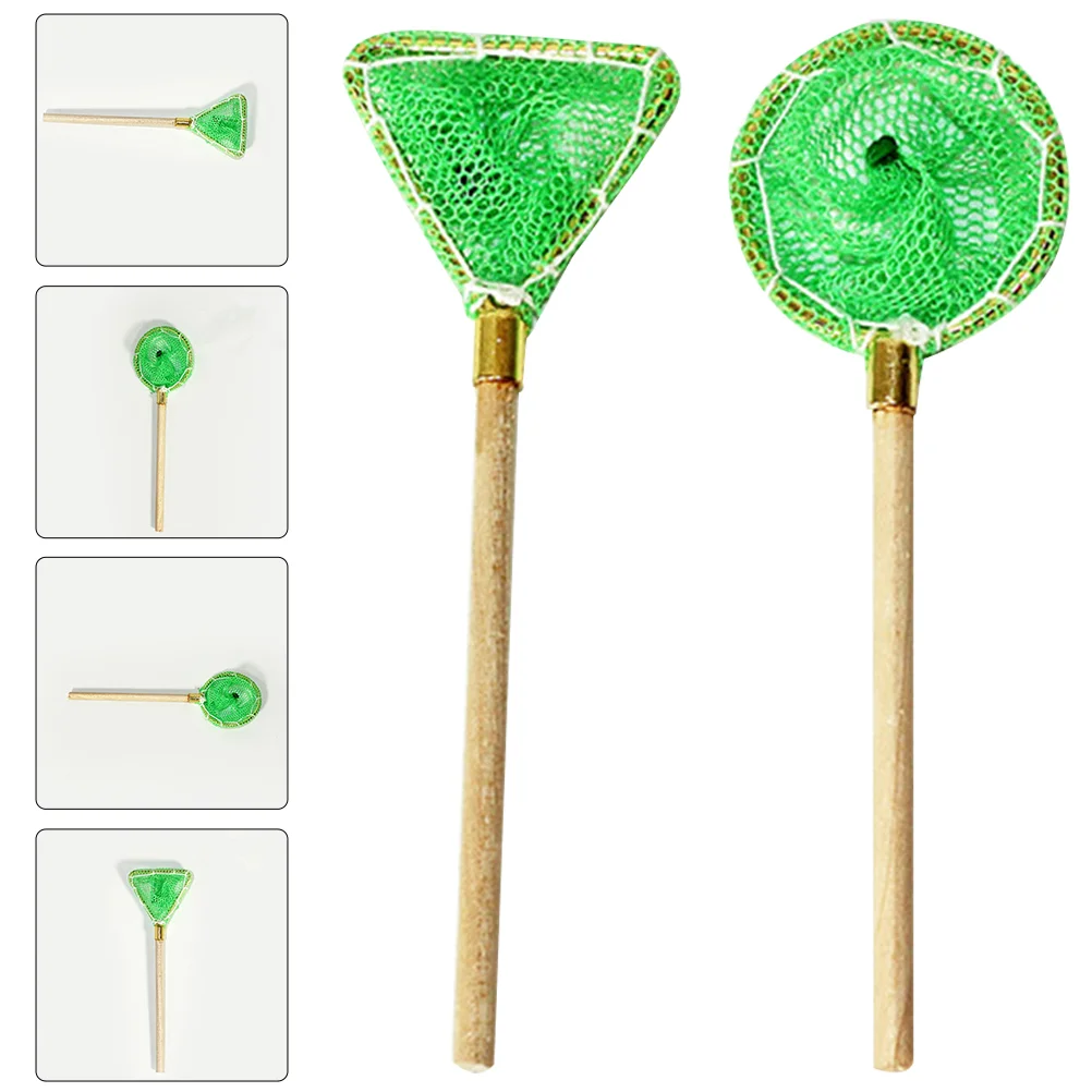 2 Pcs Simulated Fishing Net Accessories Decor Mesh Model for Kids Tool Mini Ornamental Cabinet Miniature Child