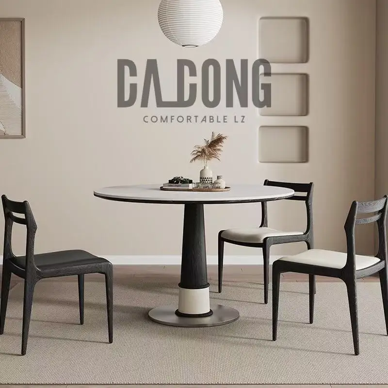 

Скандинавские обеденные столы из цельного дерева из каменной плиты, современный дизайнерский обеденный стол из каменной плиты из нержавеющей стали, креативная центральная мебель FYDT