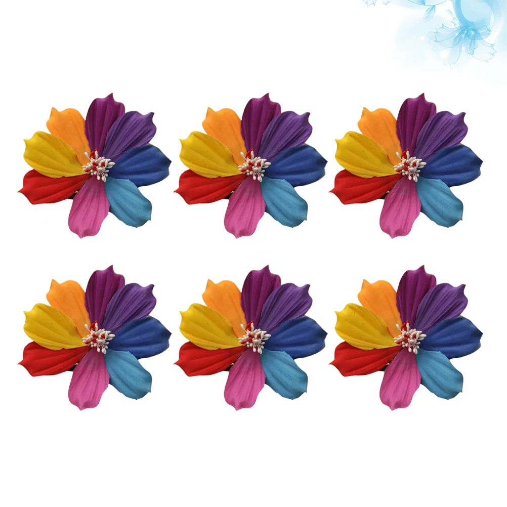 

6 Pcs Floral Hair Clips Ribbons Flower Pin Barrettes Tie Elasticity Bohemia Hairpin