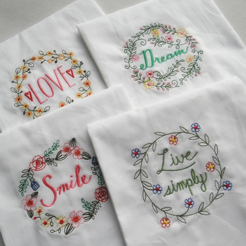 6PCS Embroidered Table Napkin Tea Towel For Wedding Party Absorbent Cotton Home Cloth Napkins Kitchen Dining Accessories