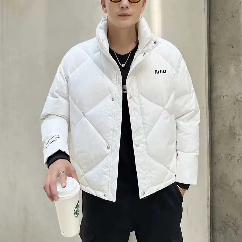 

Couple's Thiened Winter down Jaet Men's Sle No Tagging Trendy Brand Warmth Youthful Polyester Fiber ort Outerwear