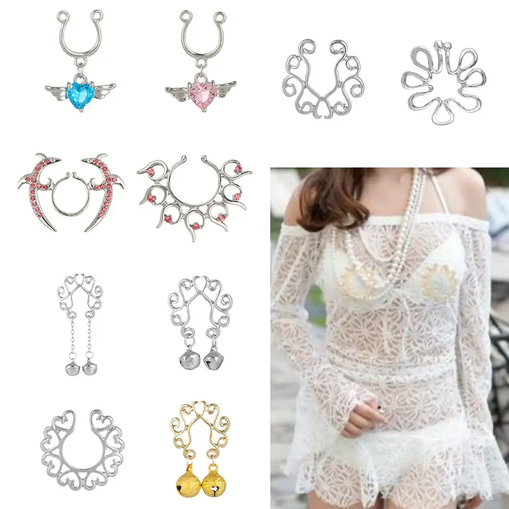 1PC Non-Piercing Fake Nipple Ring 316L Surgical Steel Fake Piercing Ring Women Fashion Sexy Nipple Clamp Hot Sale Body Jewelry