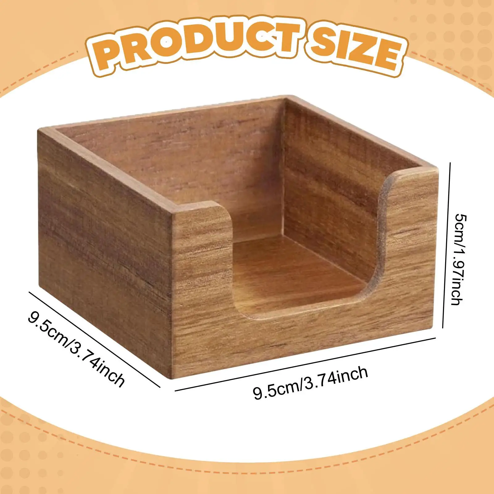 Sticky Note Holder, Self Sticky Notepad Holder, Business Card Box, Rustic Desktop Solid Wood Post It Note Dispenser