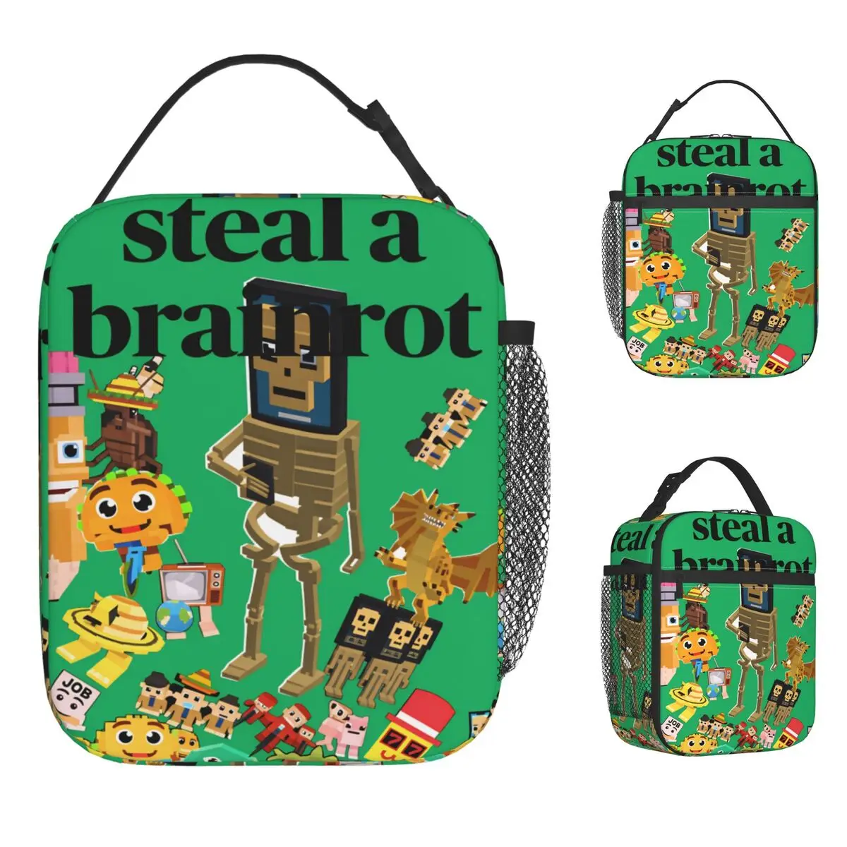 

Steal A Brainrot Game Lunch Bag Fashion Lunch Box For Women Office Portable Cooler Bag Oxford Designer Thermal Tote Handbags